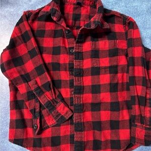 Uniqlo Red and Black Plaid Button Down Shirt